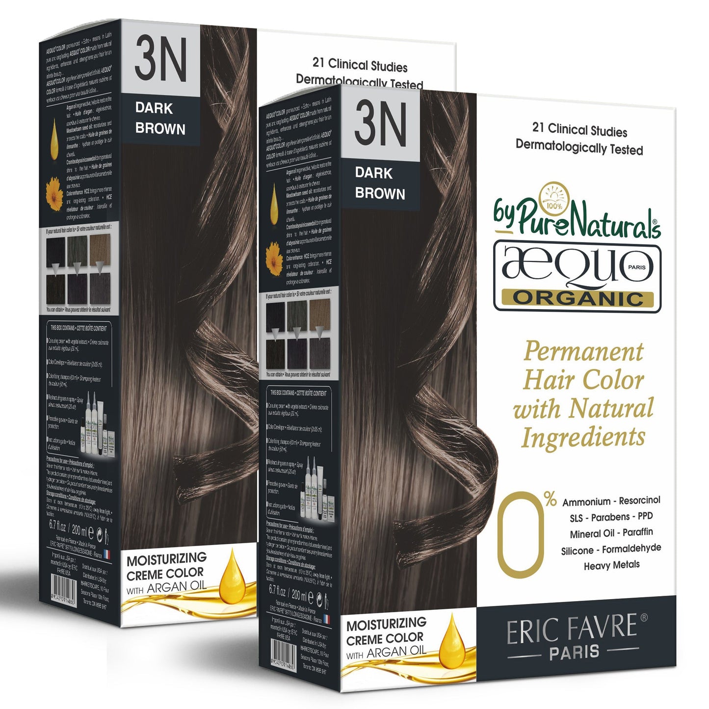 Aequo Organic 3N Dark Brown Permanent Organic Unisex Hair Color 200ml (Pack of 2)