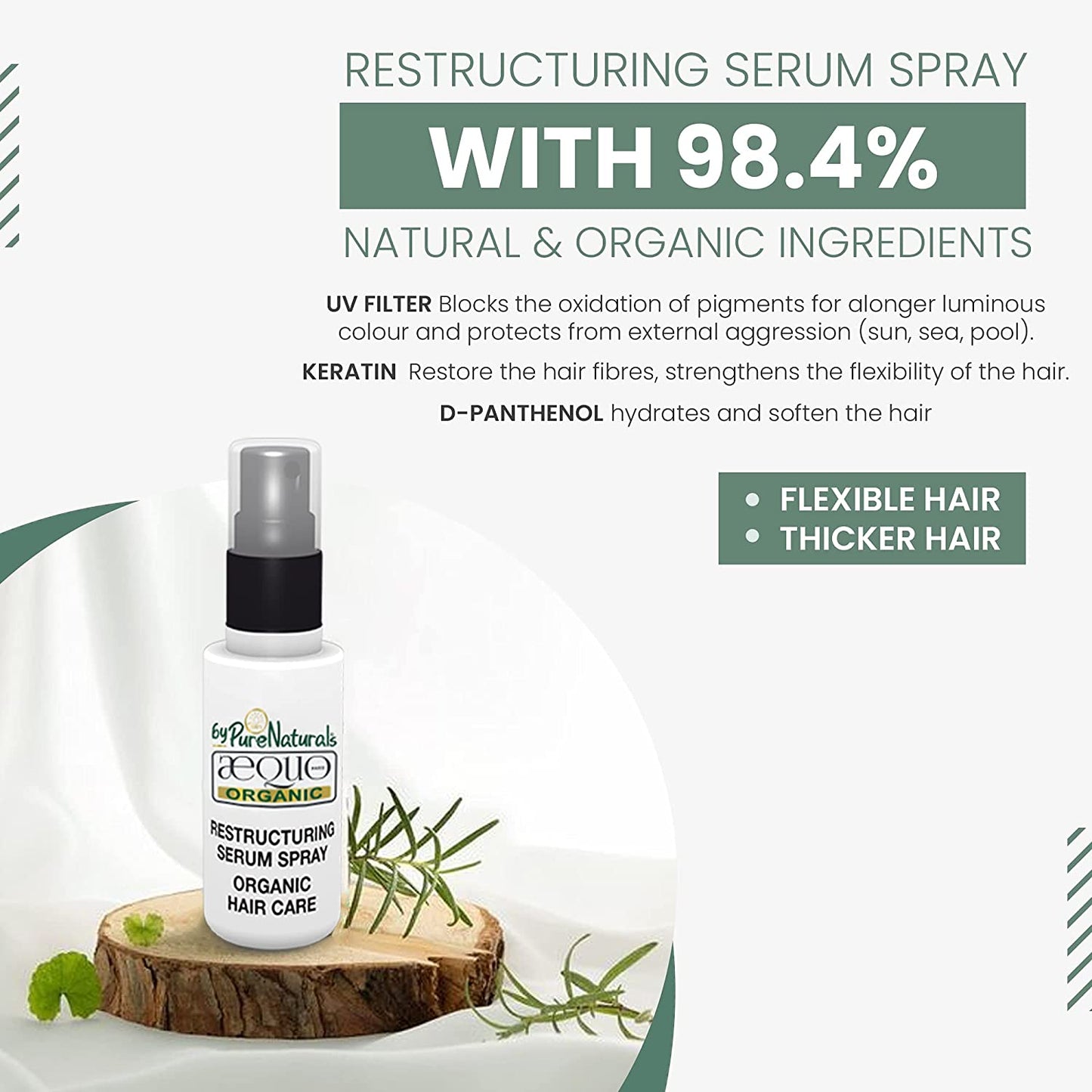 Aequo Organic Hair Care Restructuring Serum Spray, 30Ml…