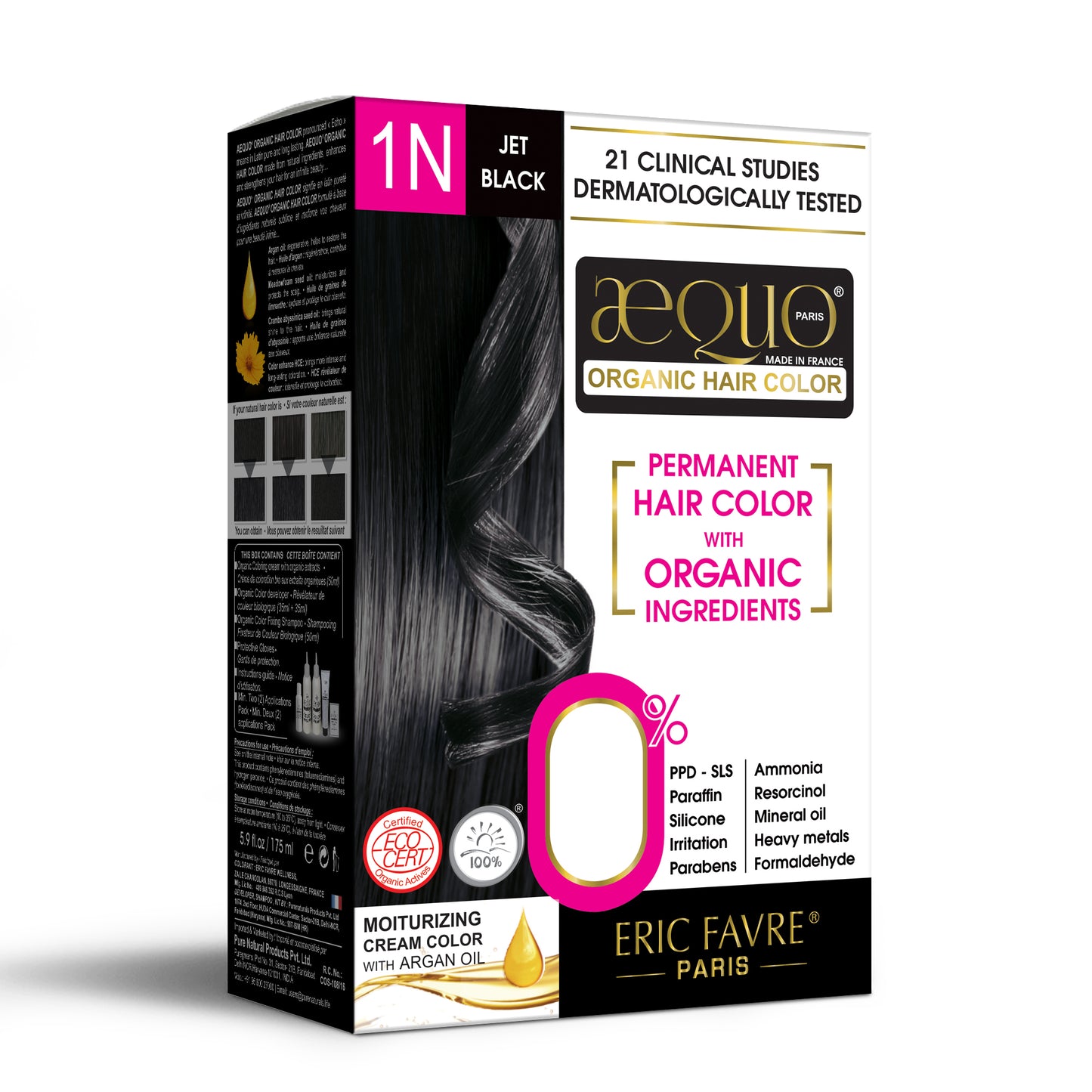 Aequo Organic 1N Jet Black Organic Hair Color 170ml for Women