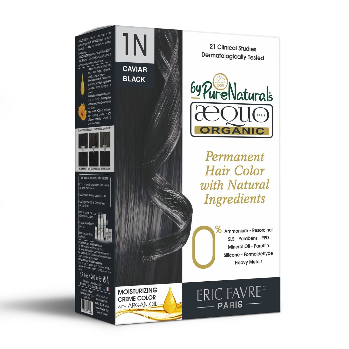 Aequo Organic 1N Caviar Black Permanent Organic Unisex Hair Color 200ml