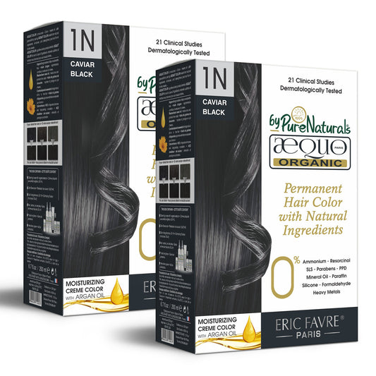 QH+ Aequo Organic Zero Toxins Permanent Cream Hair Colour- 200ml- 1N Jet Black (Pack of 2)