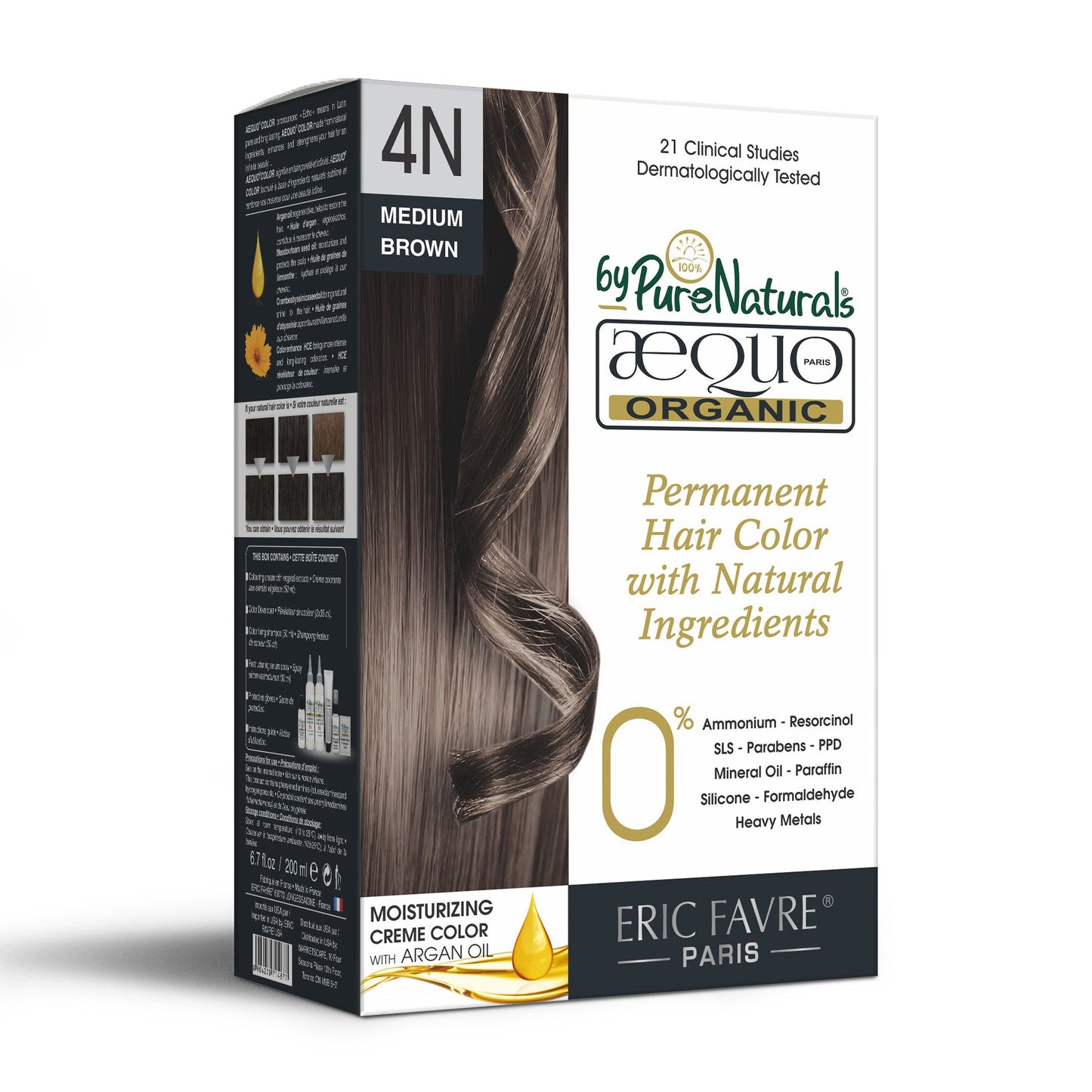QH+ Aequo Organic Zero Toxins Permanent Cream Hair Colour- 200ml- 4N Medium Brown