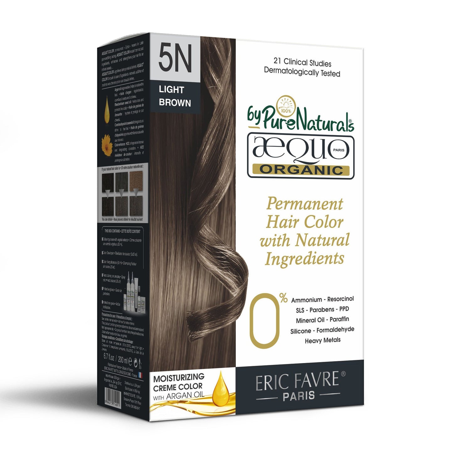 QH+ Aequo Organic Zero Toxins Permanent Cream Hair Colour- 200ml- 5N Light Brown