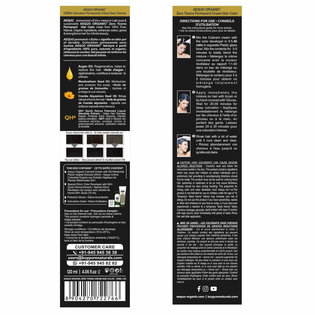 Aequo Organic Cream Hair Color Professional Pack- 120ml