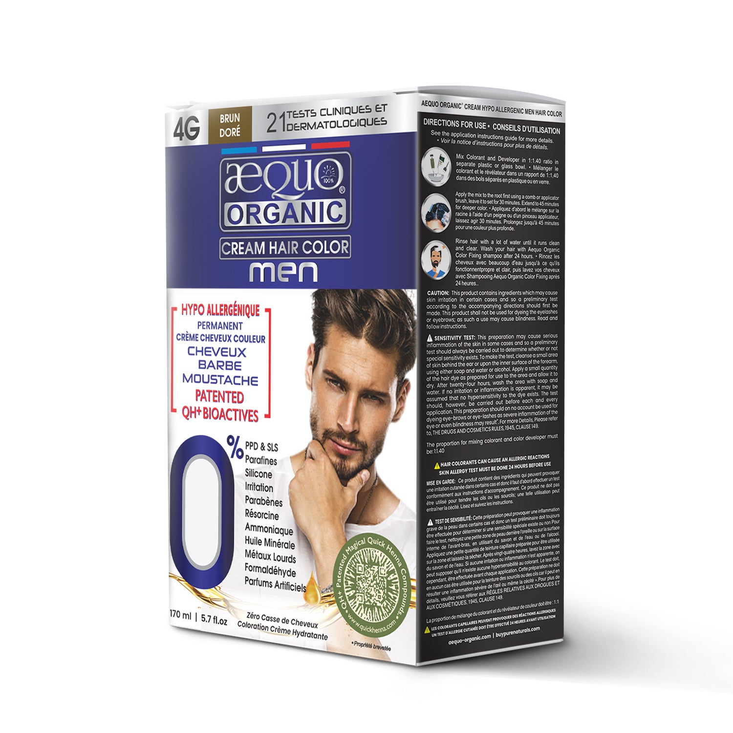 Aequo Organic Cream Hair Colour for Men- 170ml - 4G Golden Brown