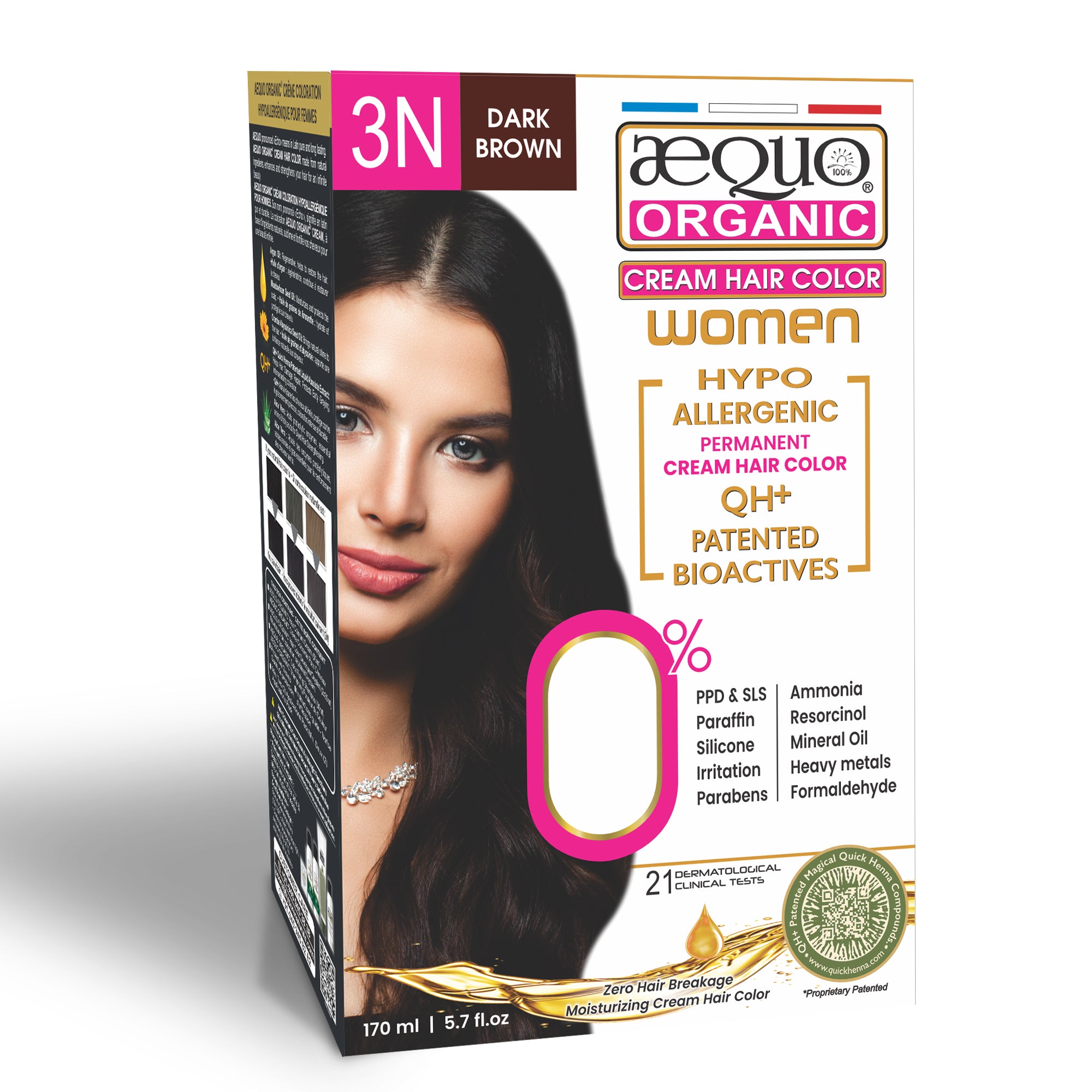 Aequo Organic Cream Hair Colour for Women- 170ml- 3N Dark Brown
