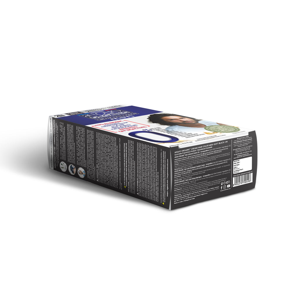 Aequo Organic Cream Hair Colour for Men- 170ml- 2N Soft Black