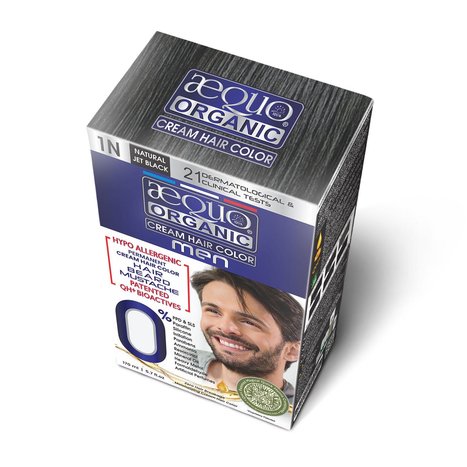 Aequo Organic Cream Hair Colour for Men- 170ml- 1N Jet Black