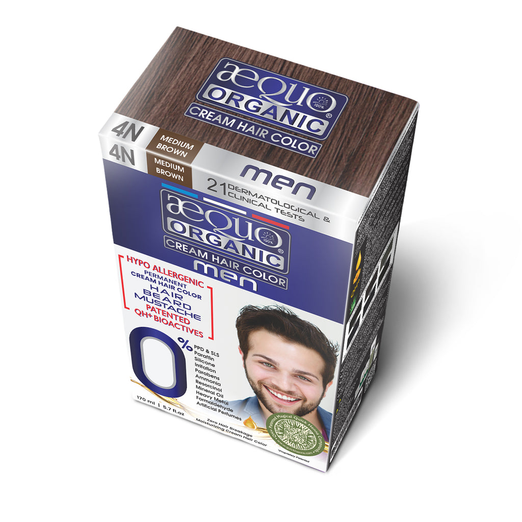 Aequo Organic Cream Hair Colour for Men- 170ml- 4N Medium Brown