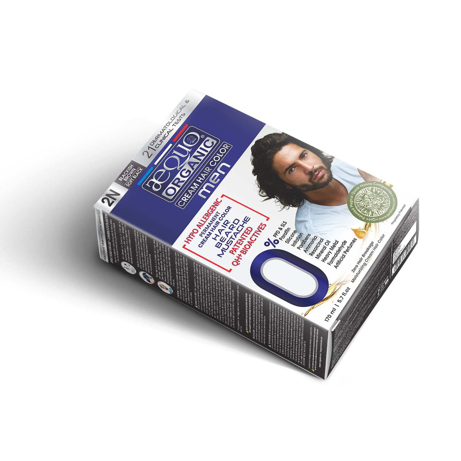 Aequo Organic Cream Hair Colour for Men- 170ml- 2N Soft Black