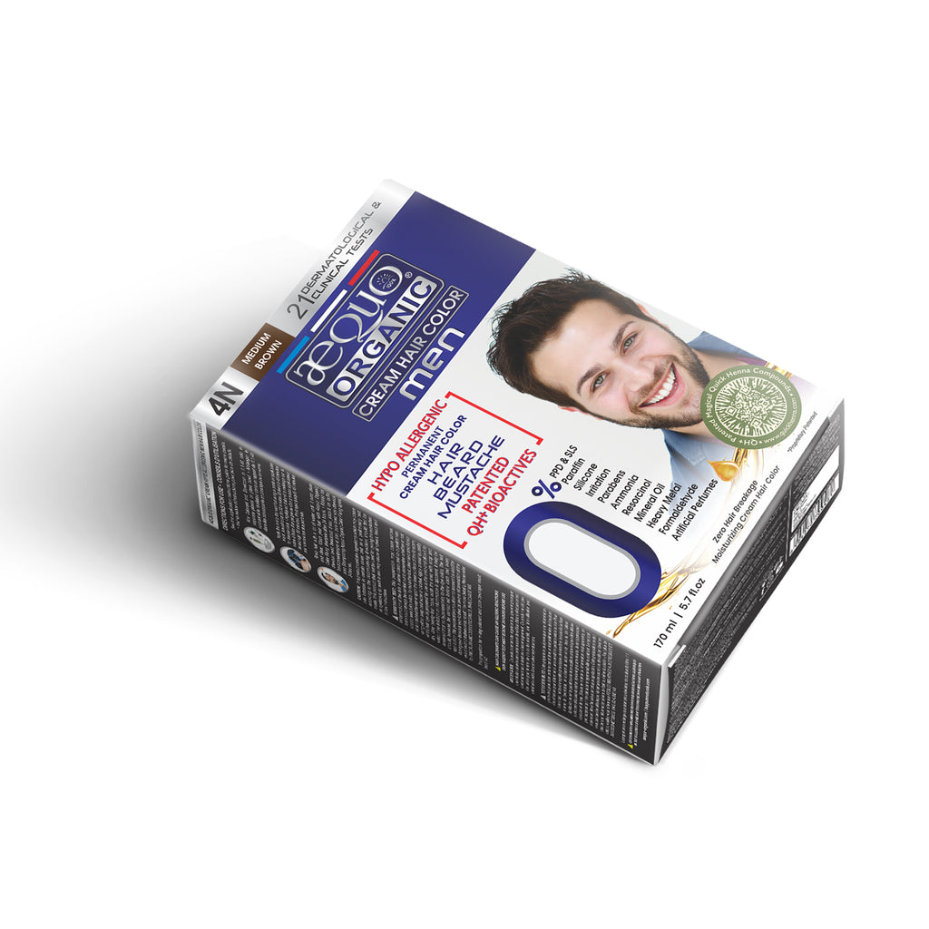 Aequo Organic Cream Hair Colour for Men- 170ml- 4N Medium Brown