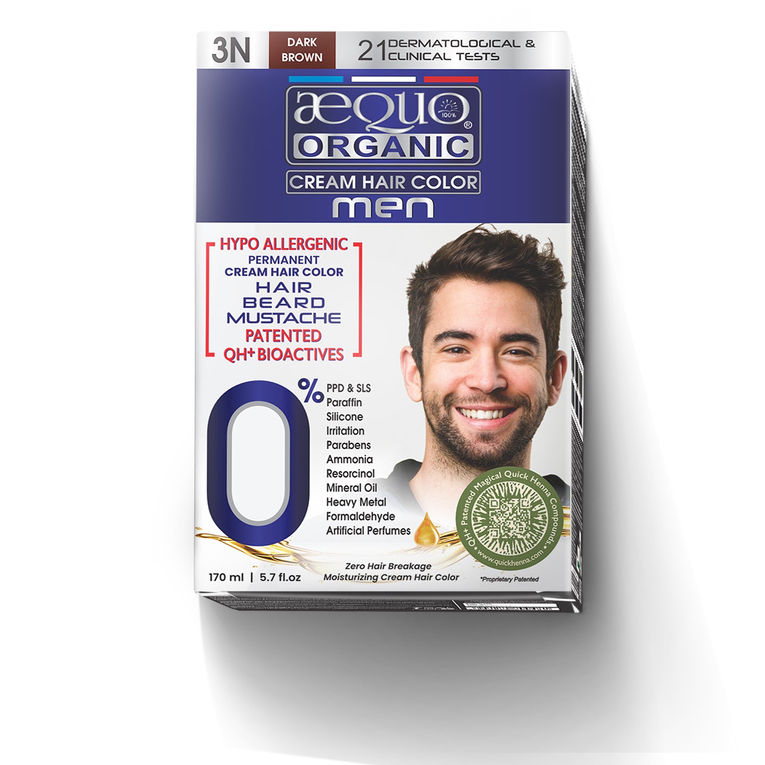 Aequo Organic Cream Hair Colour for Men- 170ml- 3N Dark Brown