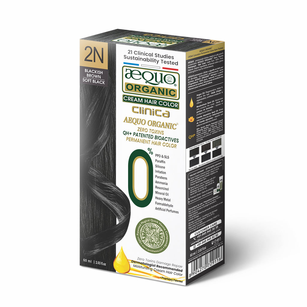 Aequo Organic Clinica Cream Hair Colour- 60ml- 2N Soft Black