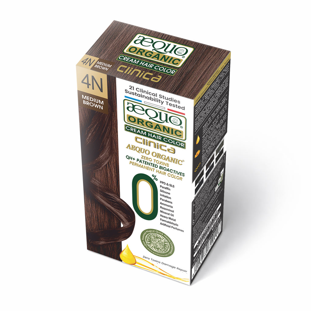 Aequo Organic Clinica Cream Hair Colour- 60ml- 4N Medium Brown