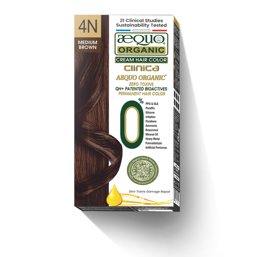 Aequo Organic Clinica Cream Hair Colour- 60ml- 4N Medium Brown