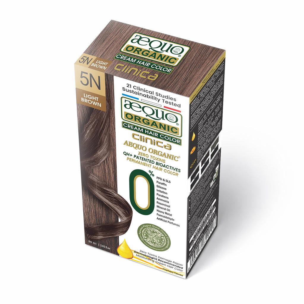 Aequo Organic Clinica Cream Hair Colour- 60ml- 5N Light Brown