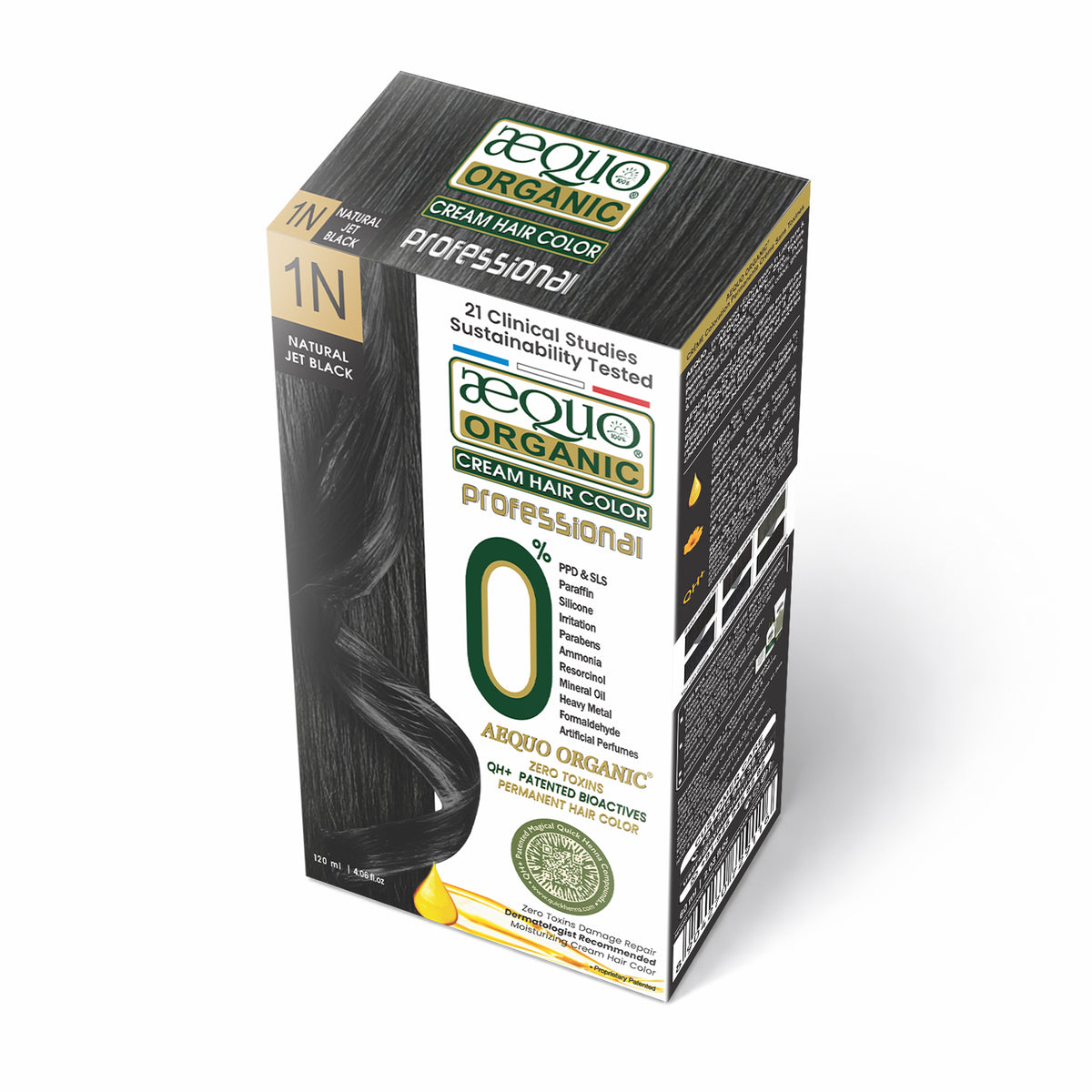Aequo Organic Cream Hair Colour Salon Pack- 120ml- 1N Jet Black