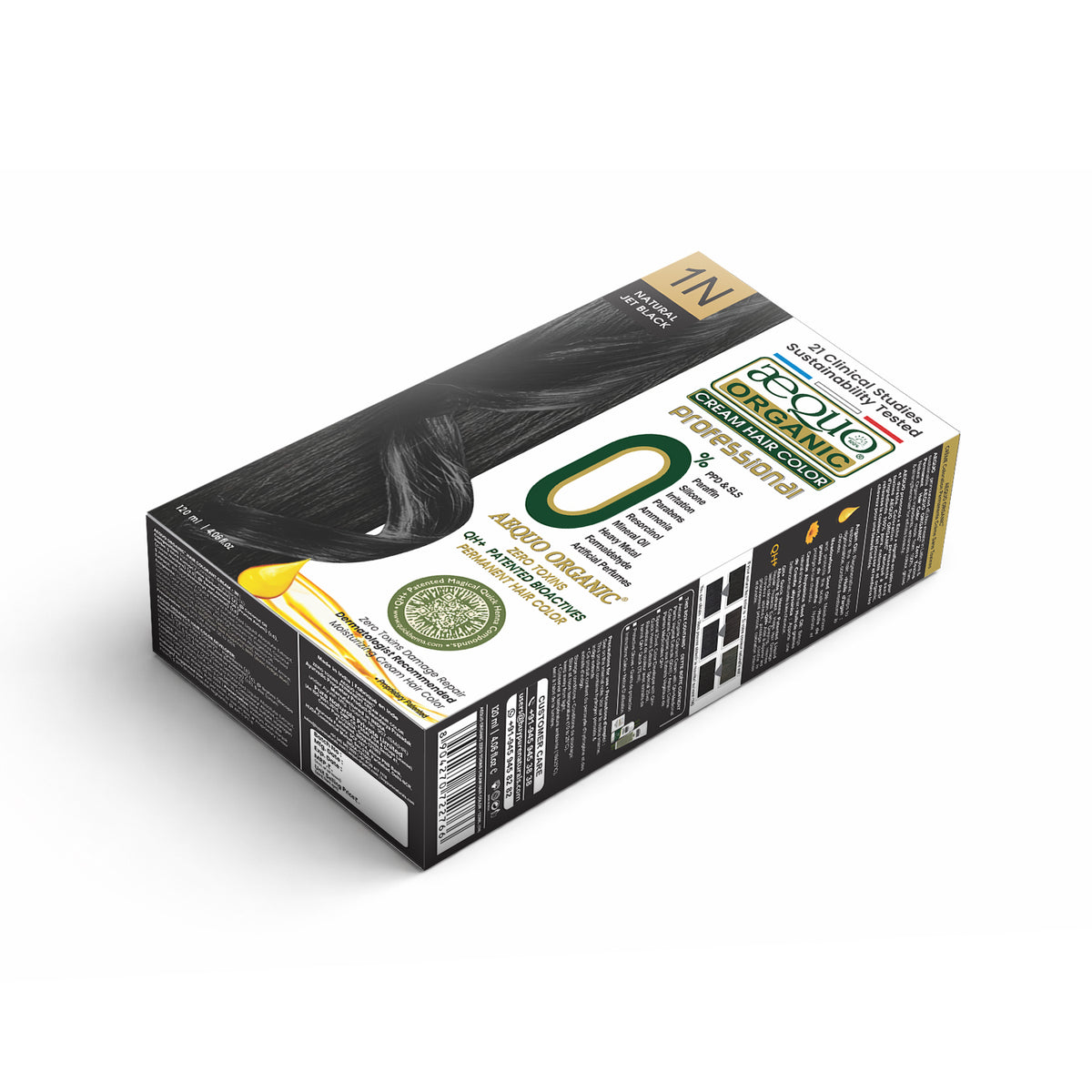 Aequo Organic Cream Hair Colour Salon Pack- 120ml- 1N Jet Black