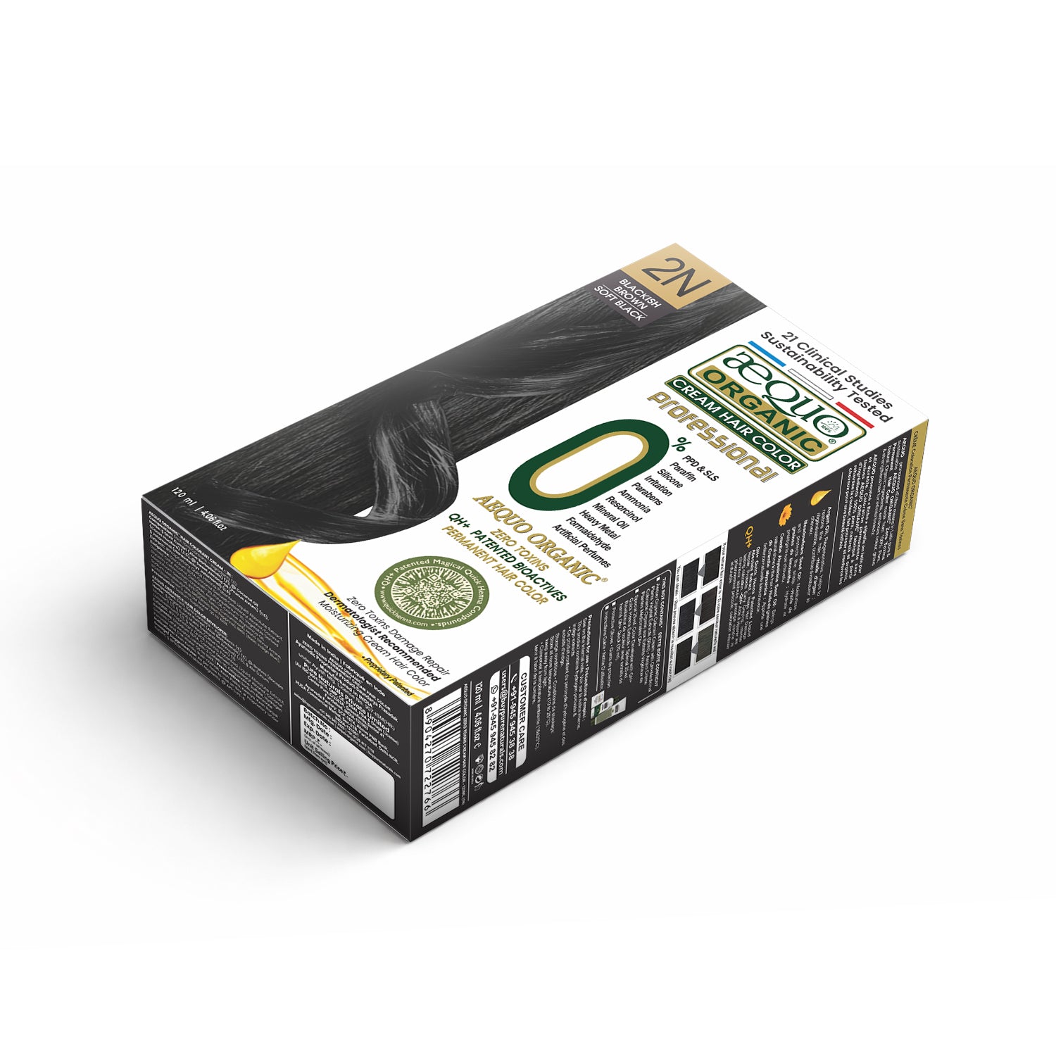 Aequo Organic Cream Hair Colour Salon Pack- 120ml- 2N Soft Black