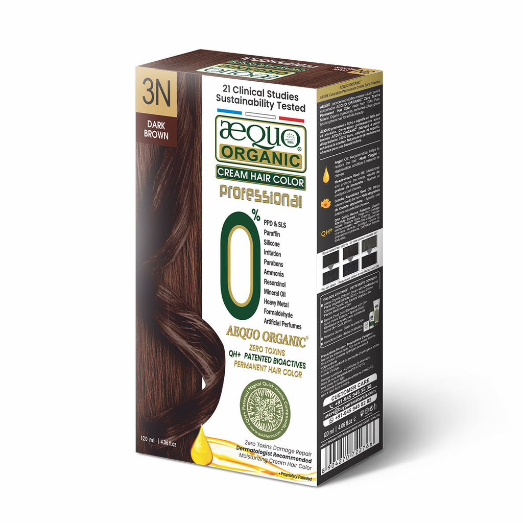 Aequo Organic Cream Hair Colour Salon Pack- 120ml- 3N Dark Brown