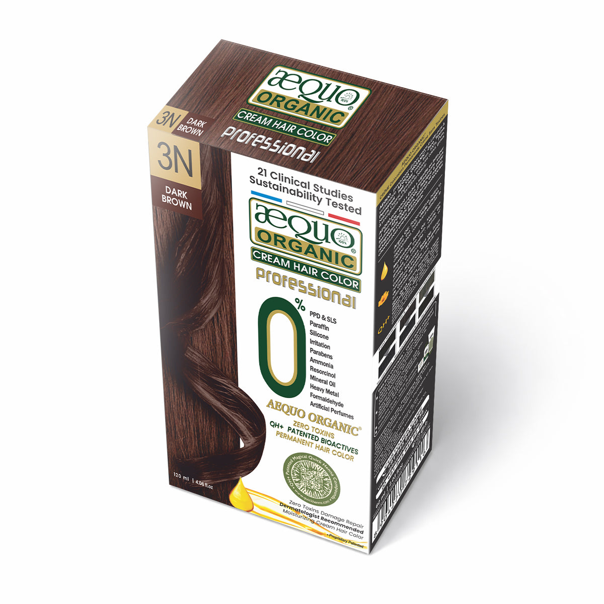 Aequo Organic Cream Hair Colour Salon Pack- 120ml- 3N Dark Brown