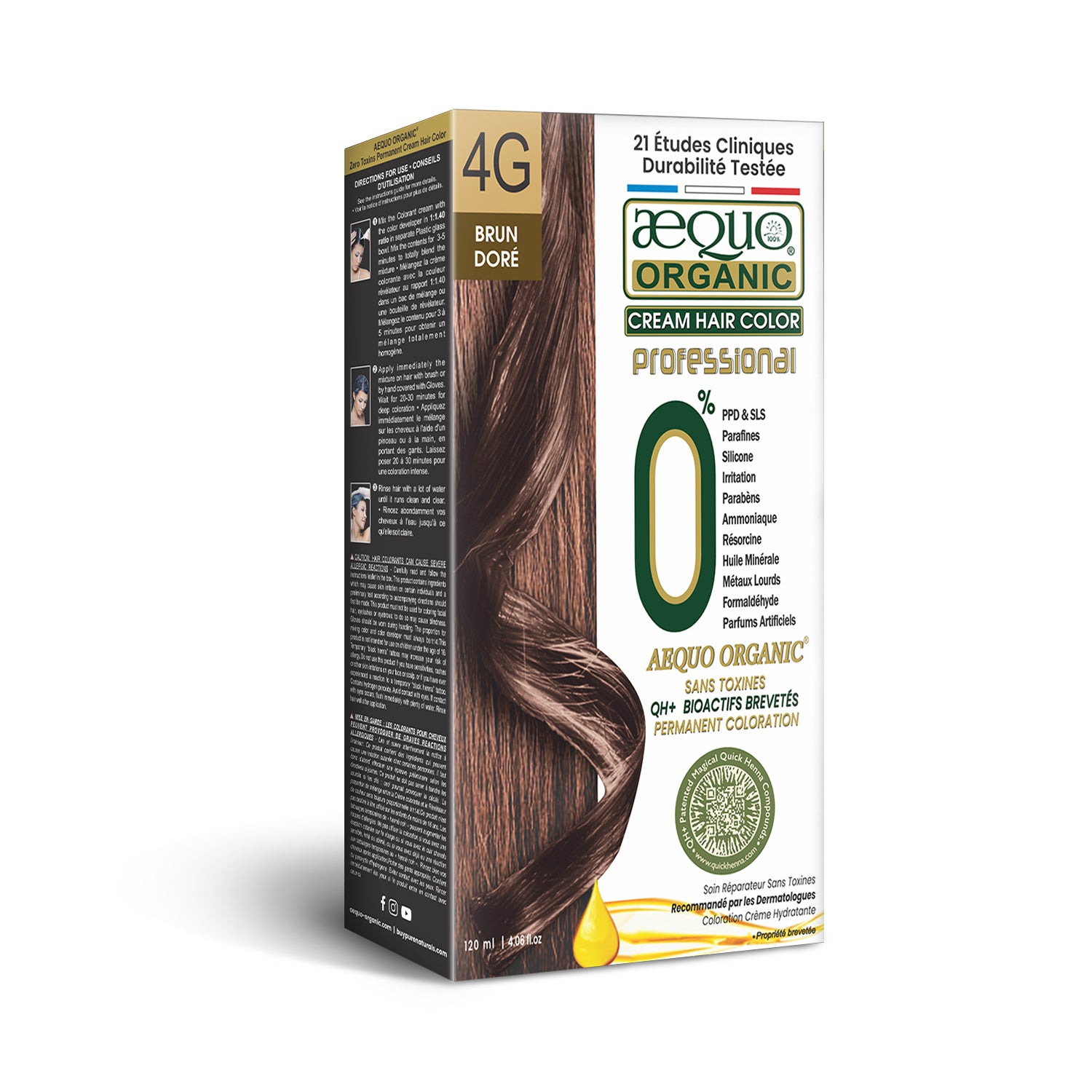 Aequo Organic Cream Hair Colour Salon Pack- 120ml- 4G Golden Brown