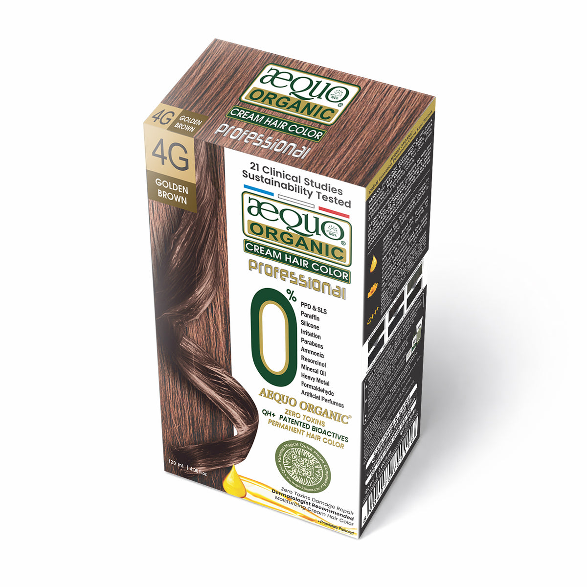 Aequo Organic Cream Hair Colour Salon Pack- 120ml- 4G Golden Brown