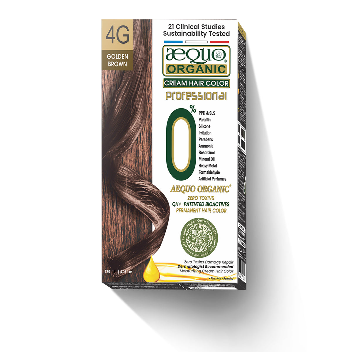 Aequo Organic Cream Hair Colour Salon Pack- 120ml- 4G Golden Brown