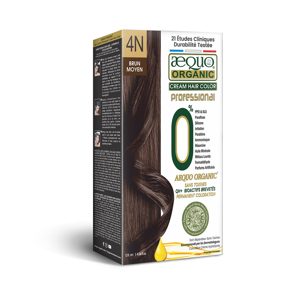 Aequo Organic Cream Hair Colour Salon Pack- 120ml- 4N Medium Brown