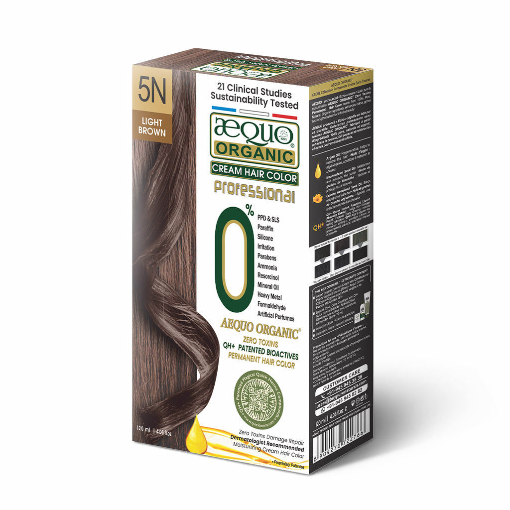 Aequo Organic Cream Hair Colour Salon Pack- 120ml- 5N Light Brown