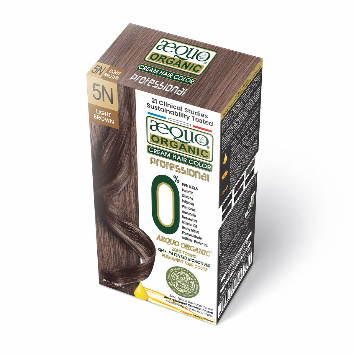 Aequo Organic Cream Hair Colour Salon Pack- 120ml- 5N Light Brown