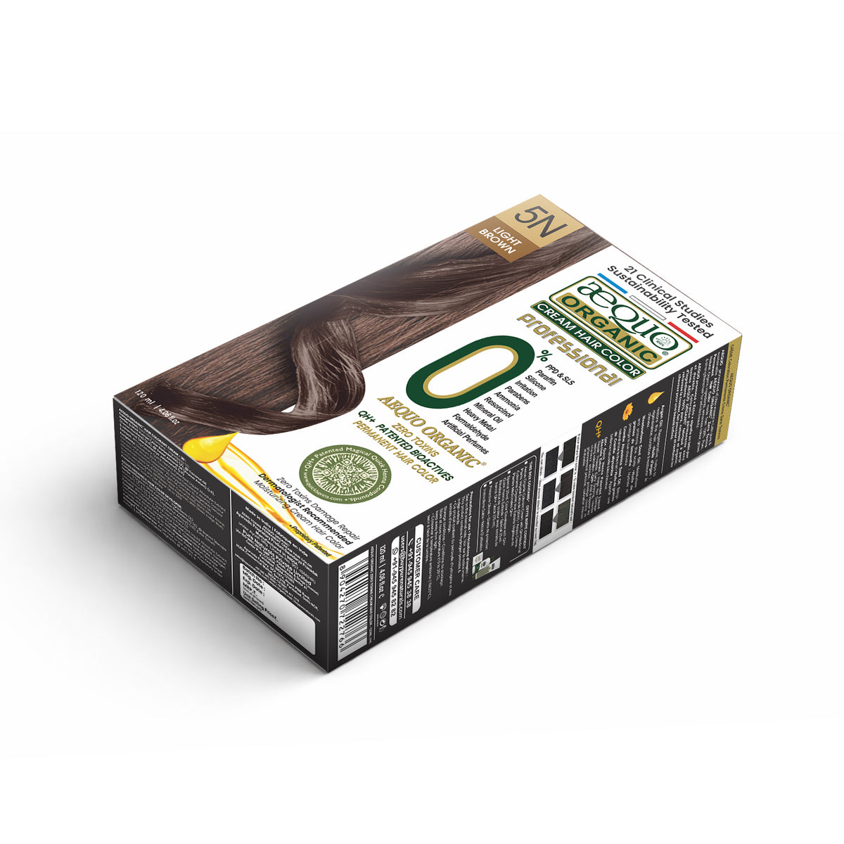 Aequo Organic Cream Hair Colour Salon Pack- 120ml- 5N Light Brown
