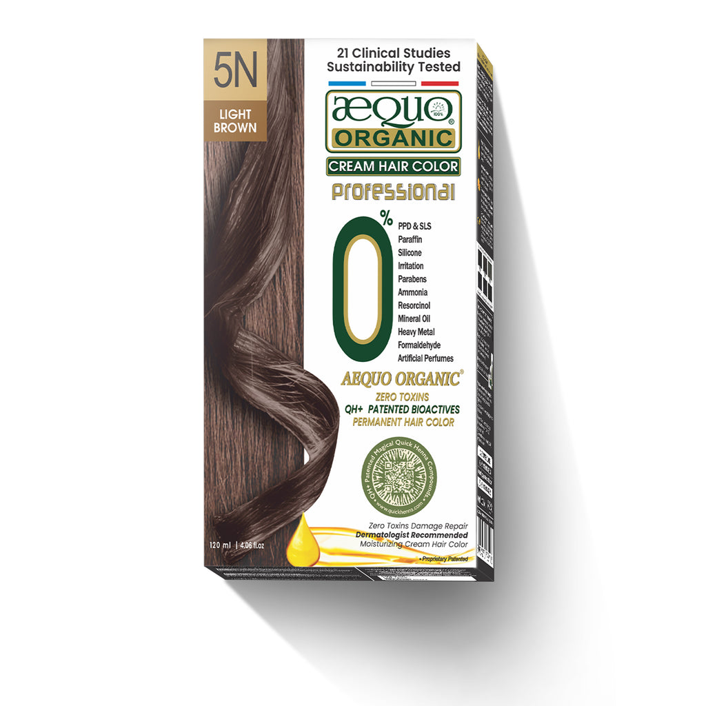 Aequo Organic Cream Hair Colour Salon Pack- 120ml- 5N Light Brown