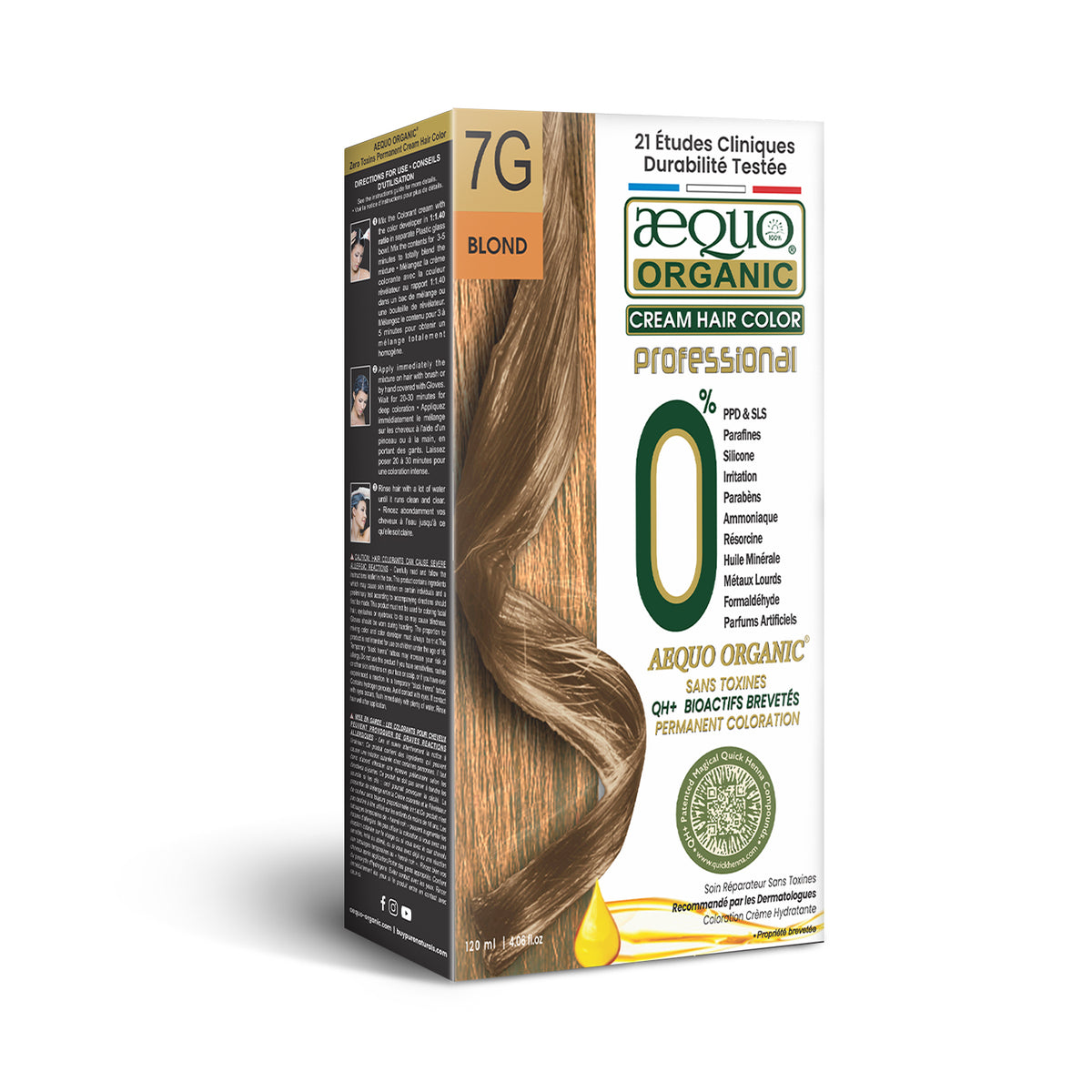 Aequo Organic Cream Hair Colour Salon Pack- 120ml- 7G Blonde