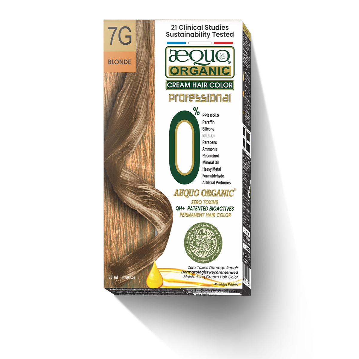 Aequo Organic Cream Hair Colour Salon Pack- 120ml- 7G Blonde