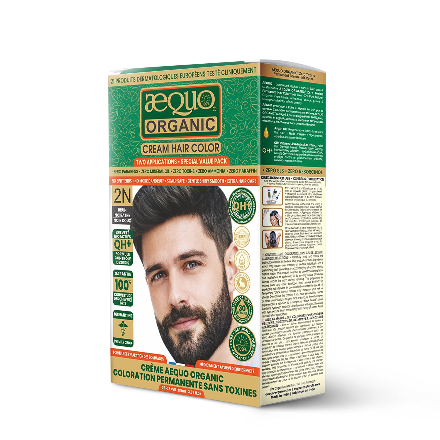 Aequo Organic Cream Hair Color Value Pack- 115ml- 2N Soft Black