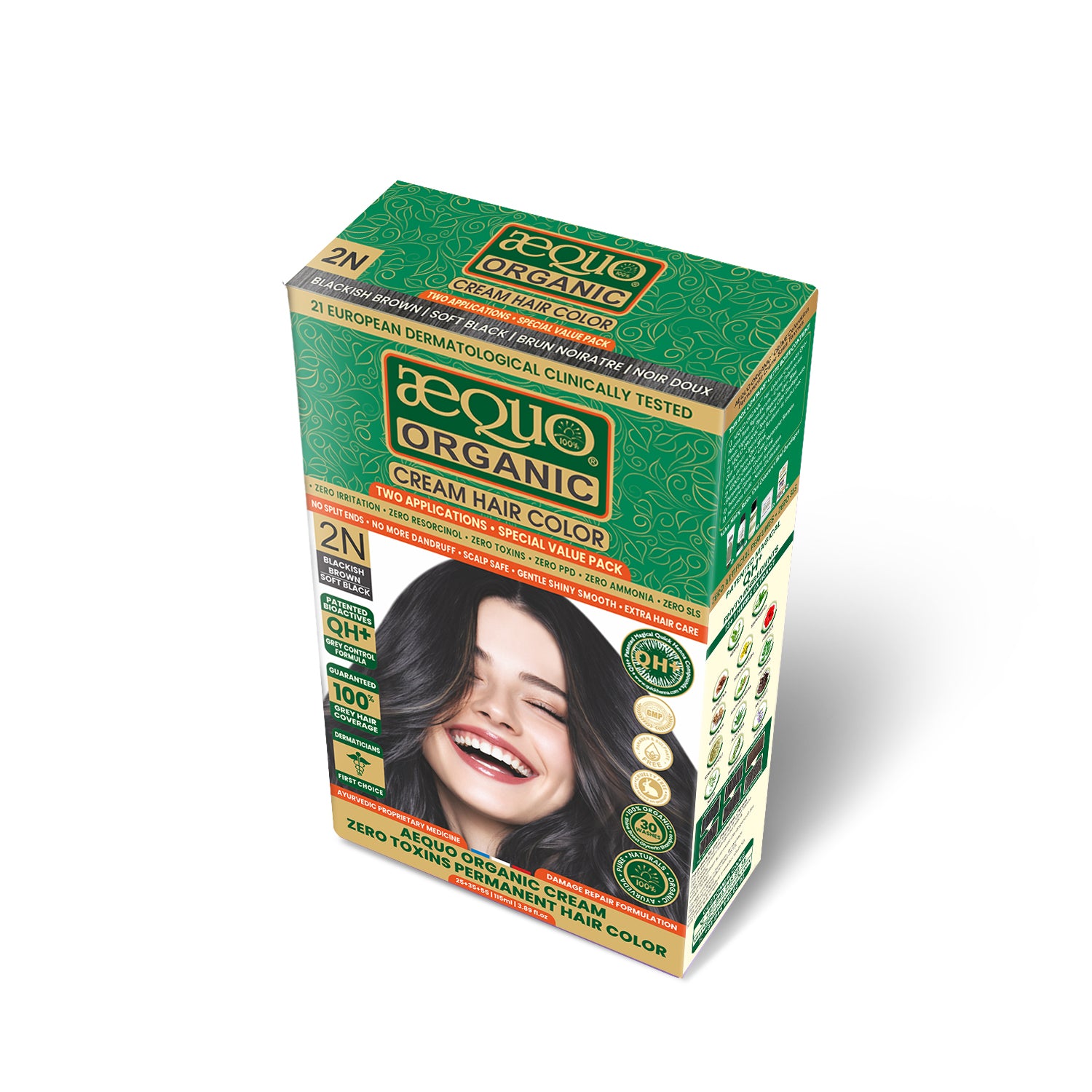 Aequo Organic Cream Hair Color Value Pack- 115ml- 2N Soft Black