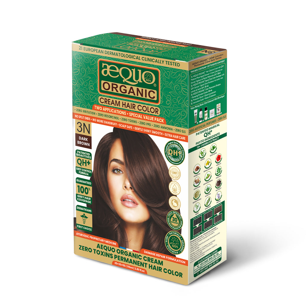 Aequo Organic Cream Hair Color Value Pack- 115ml- 3N Dark Brown