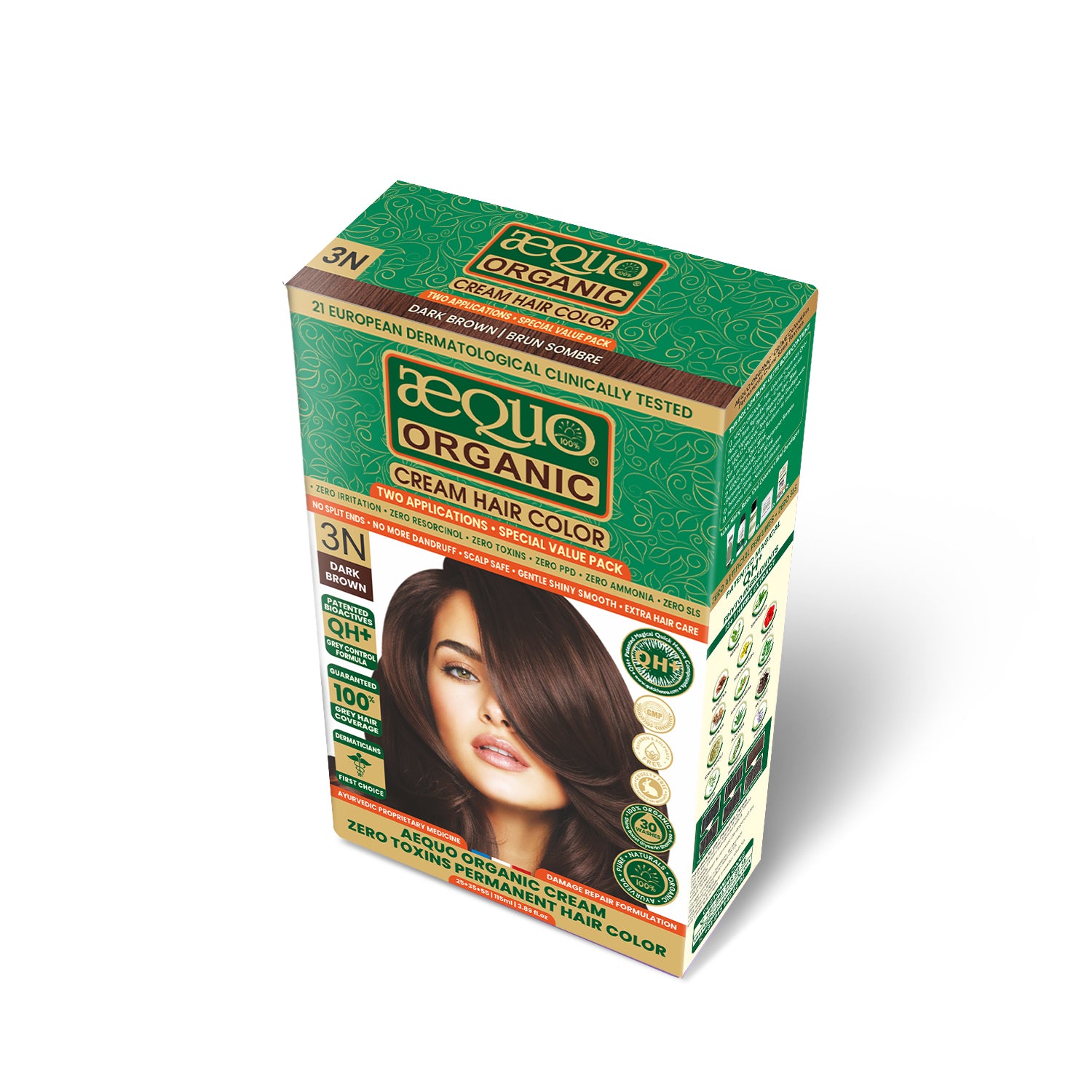 Aequo Organic Cream Hair Color Value Pack- 115ml- 3N Dark Brown