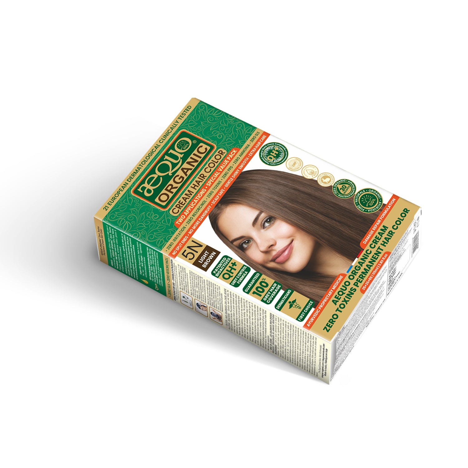 Aequo Organic Cream Hair Color Value Pack- 115ml- 5N Light Brown
