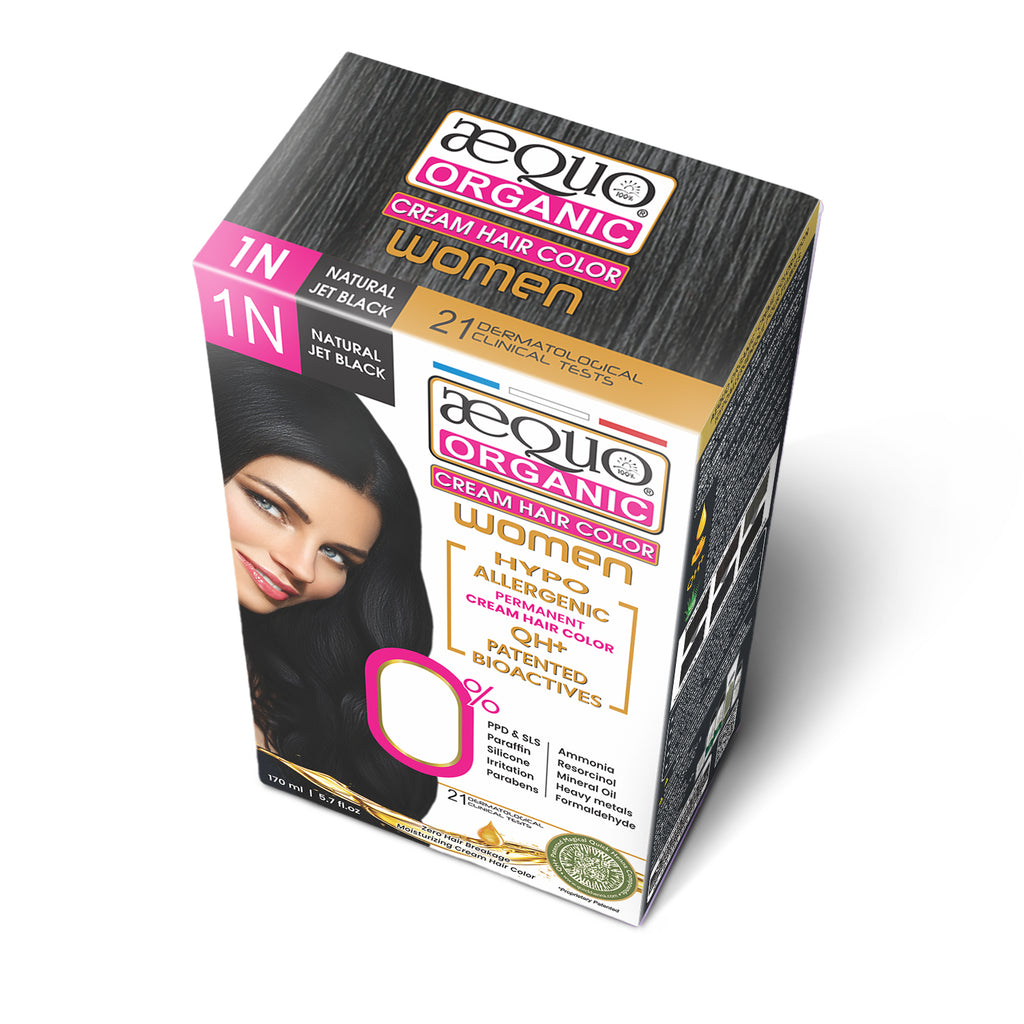 Aequo Organic Cream Hair Colour for Women- 170ml- 1N Jet Black