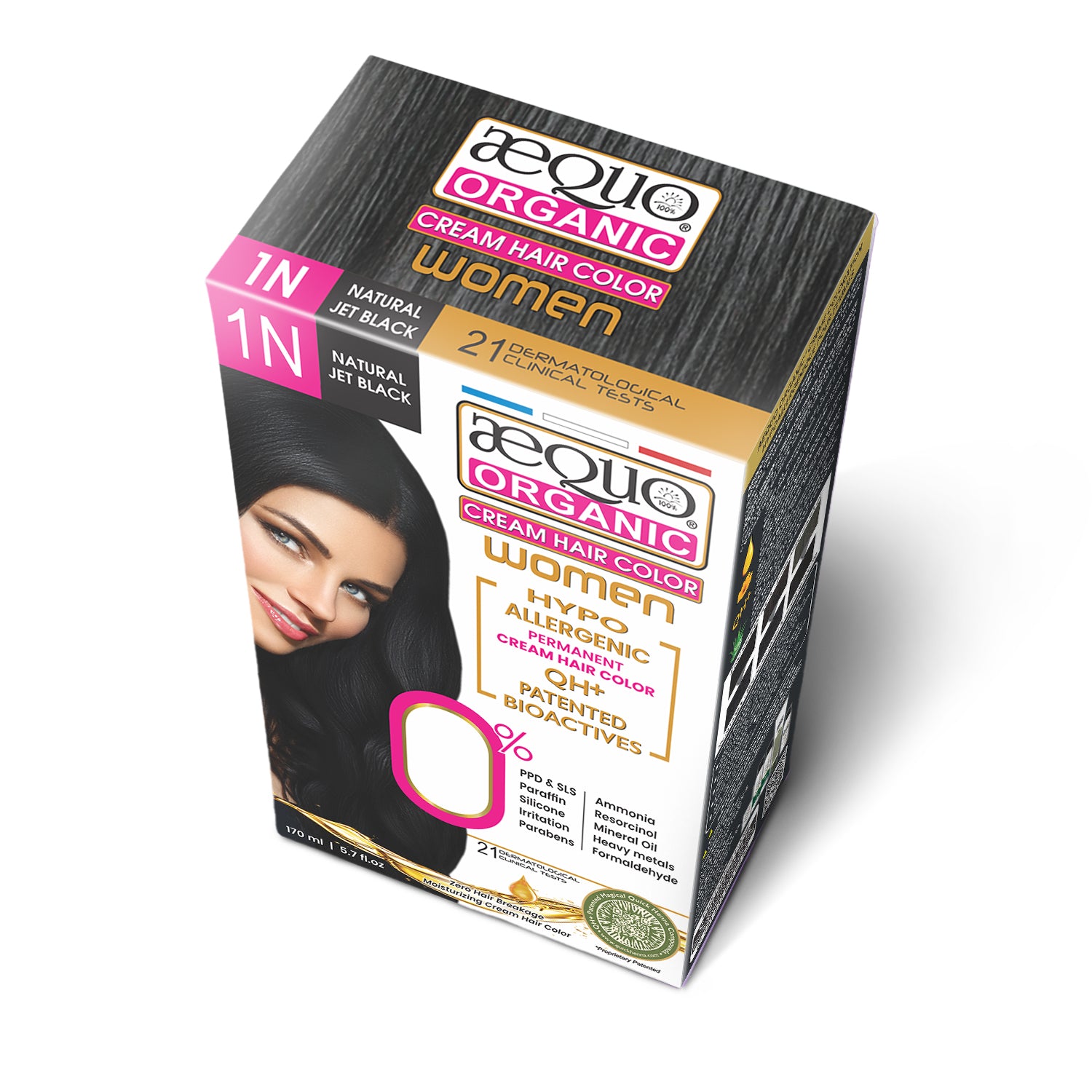 Aequo Organic Cream Hair Colour for Women- 170ml- 1N Jet Black
