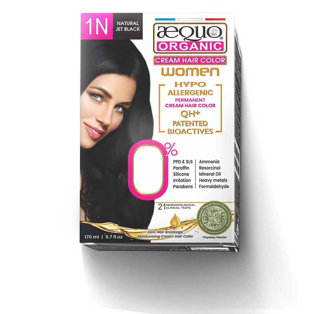 Aequo Organic Cream Hair Colour for Women- 170ml- 1N Jet Black