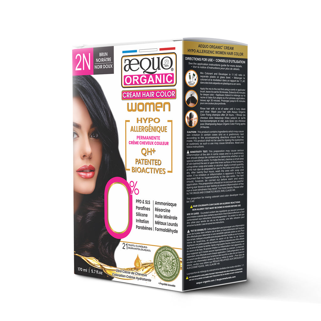 Aequo Organic Cream Hair Color for Women- 170ml- 2N Soft Black