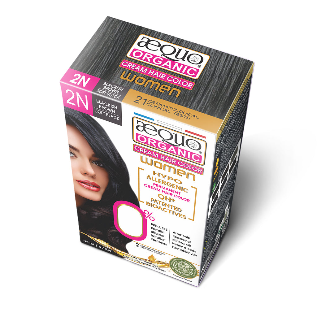 Aequo Organic Cream Hair Color for Women- 170ml- 2N Soft Black
