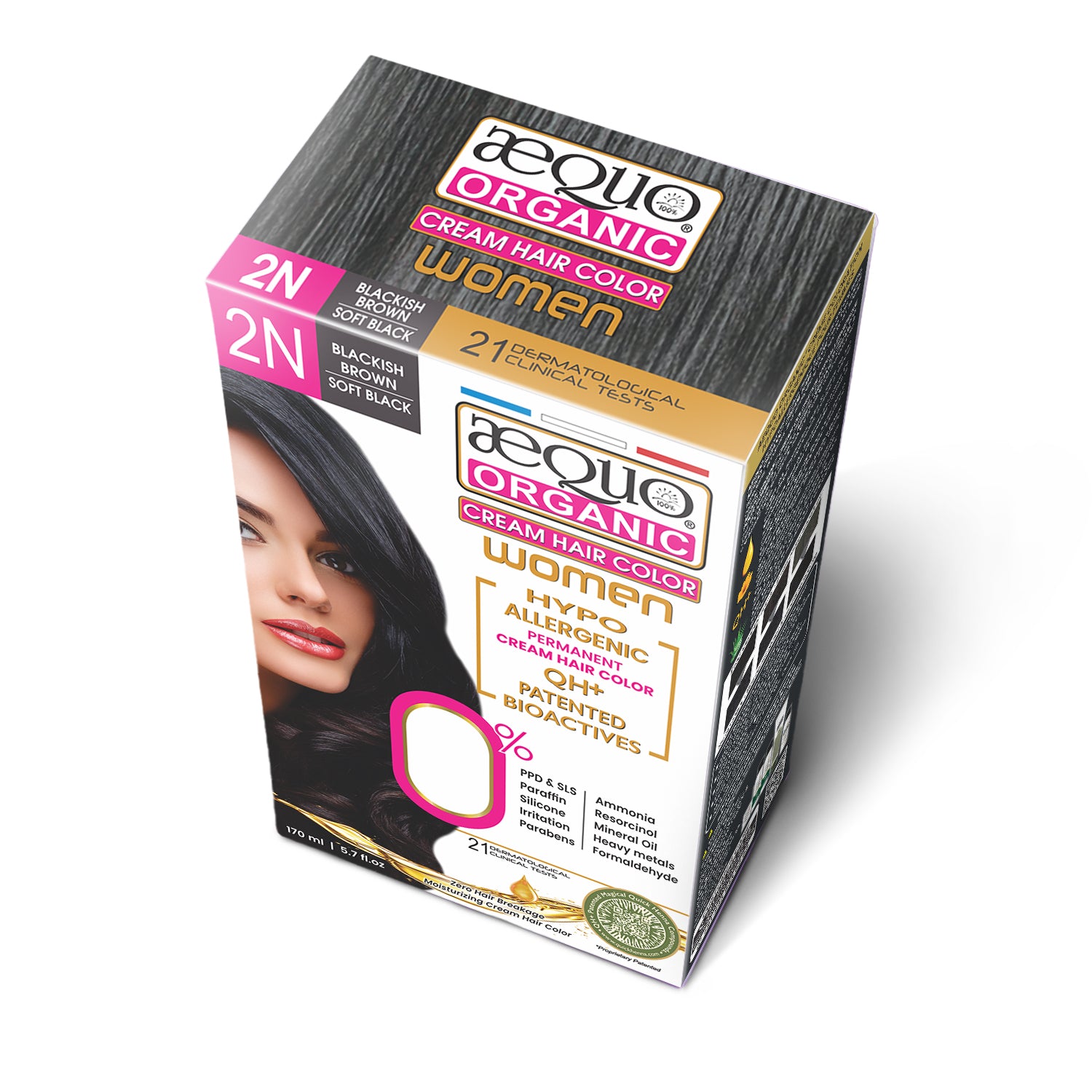 Aequo Organic Cream Hair Color for Women- 170ml- 2N Soft Black