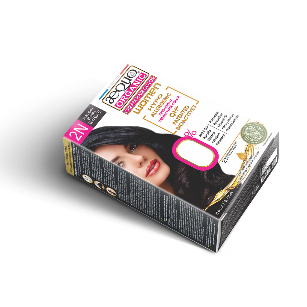 Aequo Organic Cream Hair Color for Women- 170ml- 2N Soft Black
