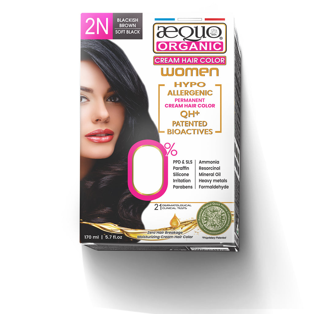 Aequo Organic Cream Hair Color for Women- 170ml- 2N Soft Black