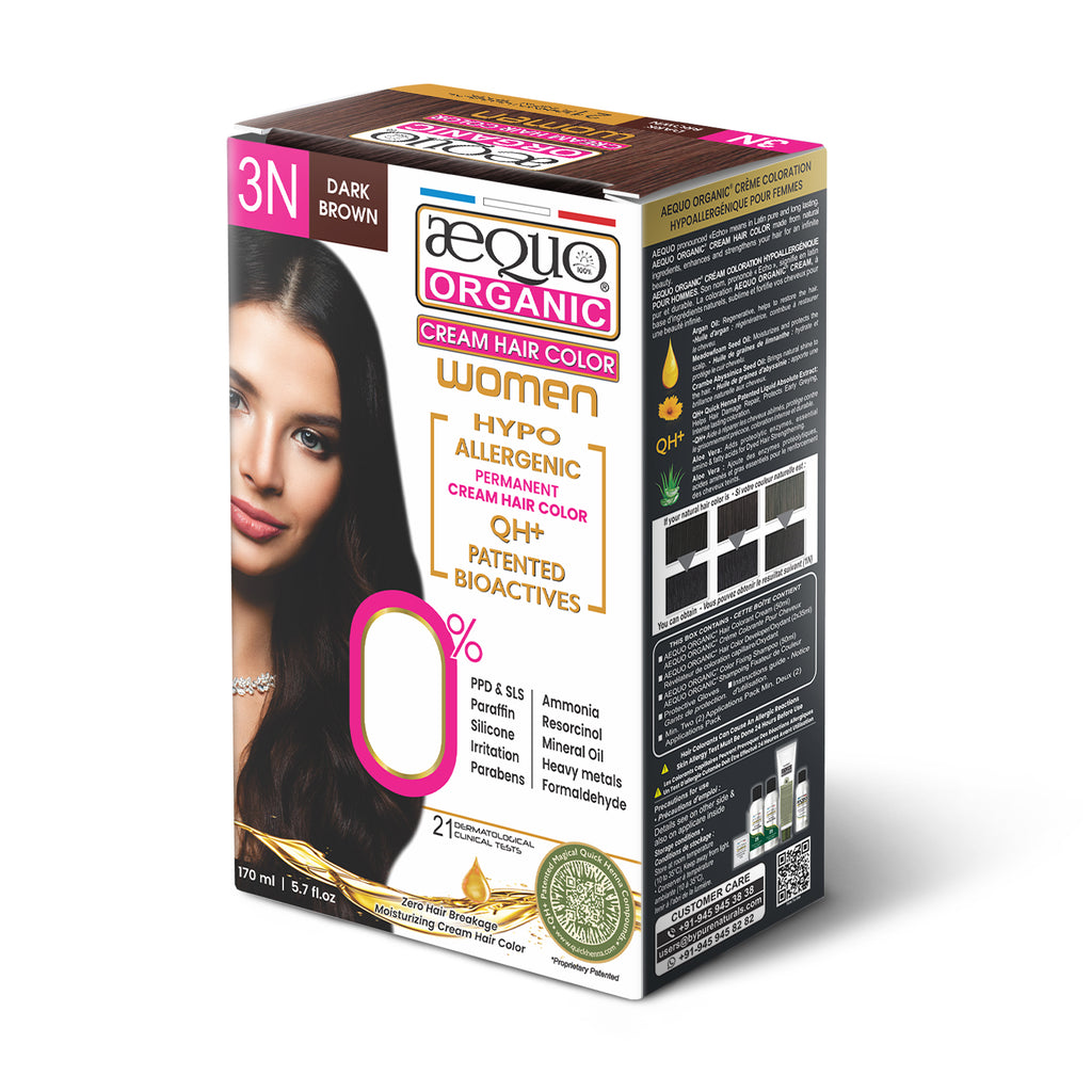 Aequo Organic Cream Hair Colour for Women- 170ml- 3N Dark Brown