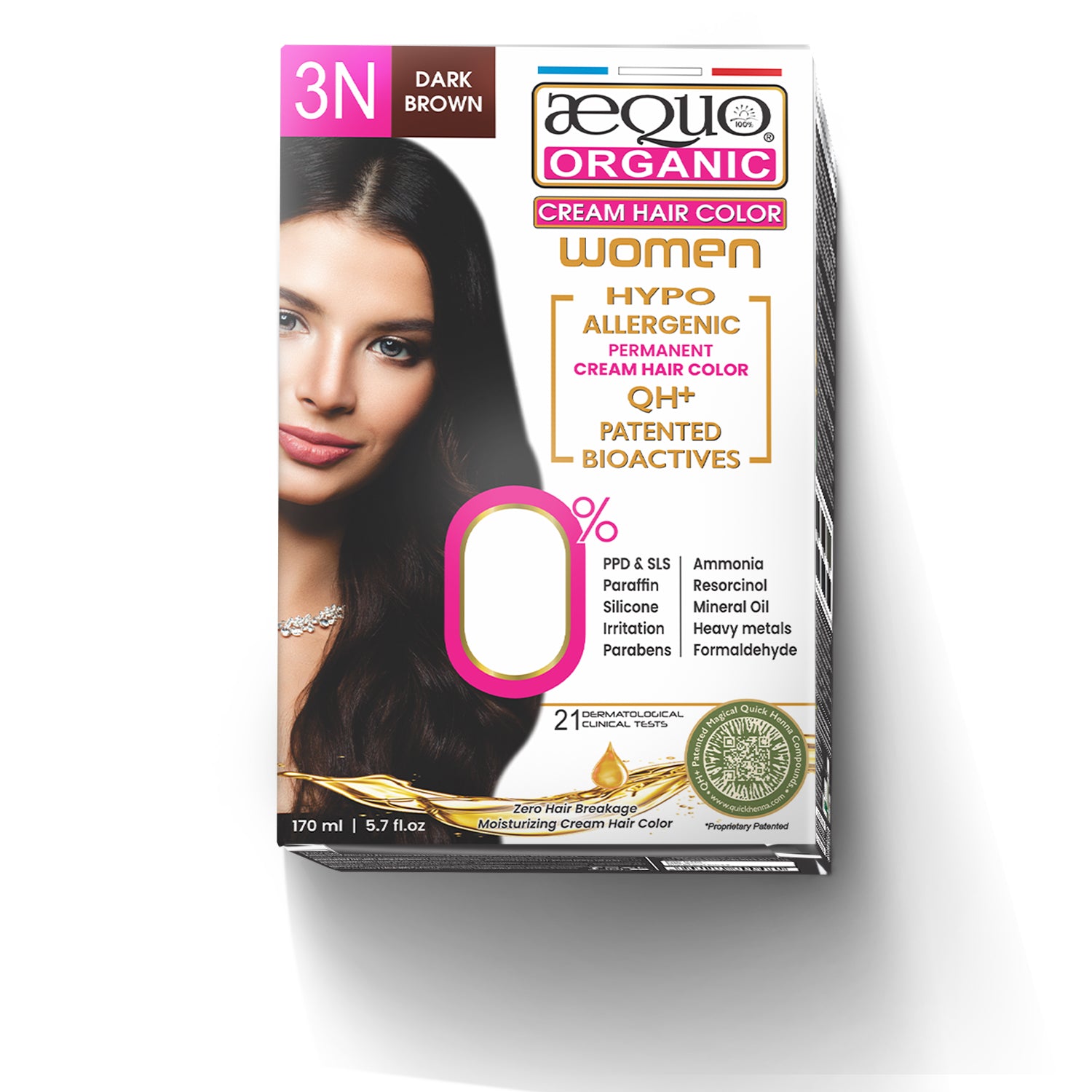 Aequo Organic Cream Hair Colour for Women- 170ml- 3N Dark Brown